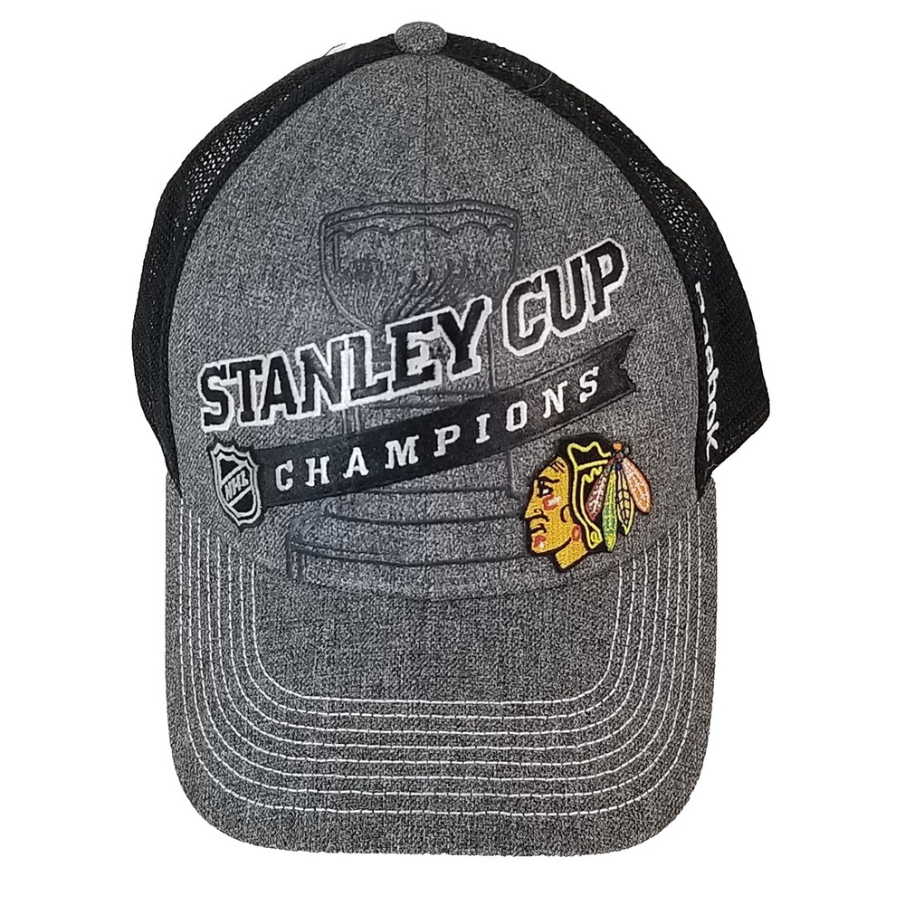Reebok Hat Mens Gray Chicago Blackhawks 2013 Stanley Cup Champions Trucker Cap